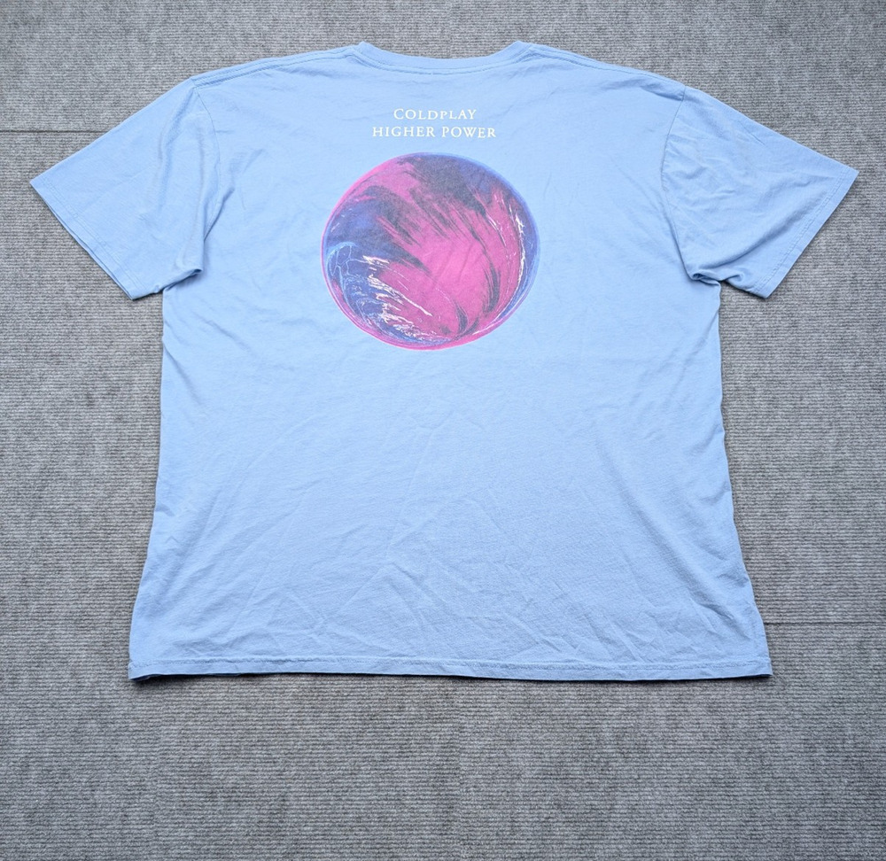 Coldplay Higher Power Tour Shirt Men 2XL Concert Music Merch Blue Graphic Cotton